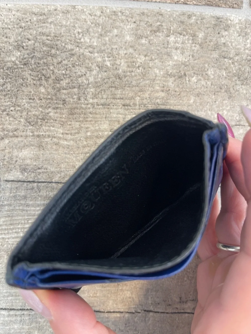 Alexander McQueen Mens Wallet Card Holder Leather Blue